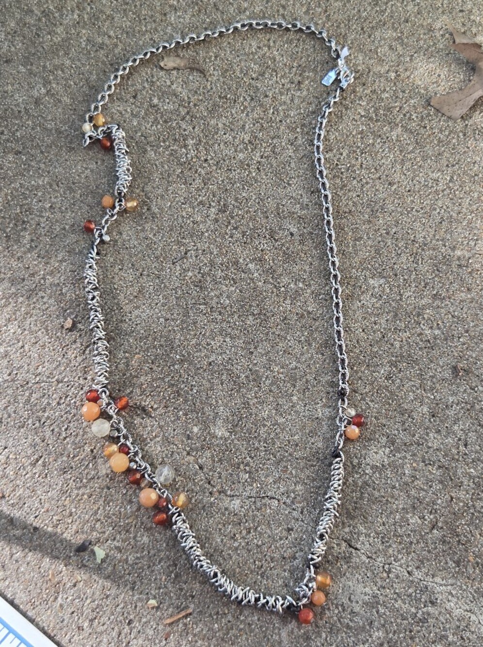 Vintage J Jill Signed Costume Beads Faux Amber Statement Necklace 30" NOS